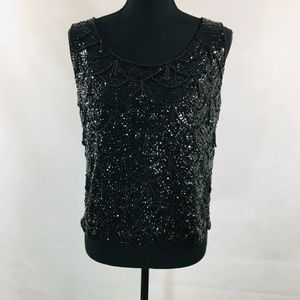 VINTAGE VIC & VIC black sequin sleeveless top M